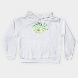 Green pattern geometric abstract Kids Hoodie